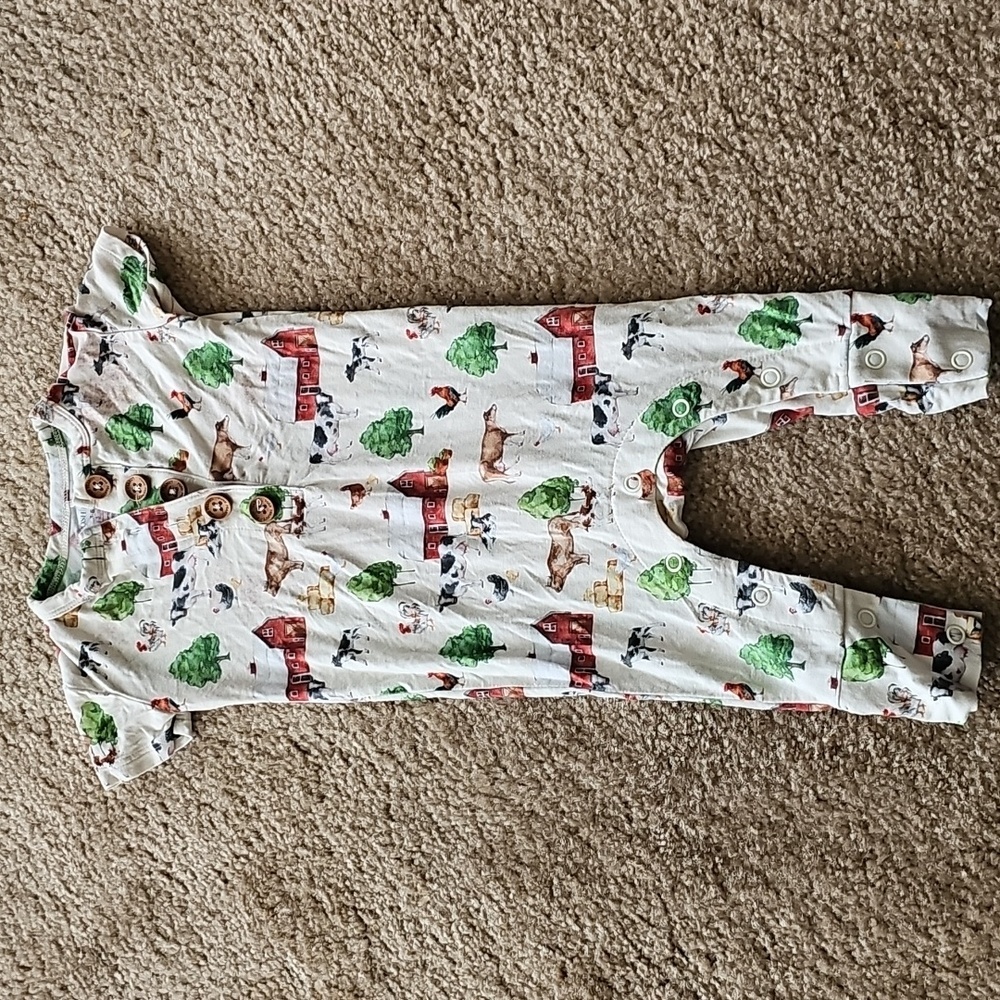 Posh Peanut Farm Print Kids One Piece - Multicolor